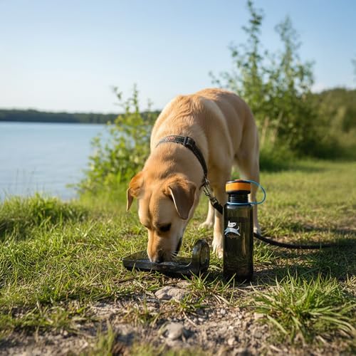 OllyDog OllyBottle Tritan Water Bottle with Detachable Dog Bowl | BPA Free Leakproof | 34oz | Share Water with Your Dog | Hiking Travel Camping (1L, Chromatic) - color: Chromatic, size: 1L