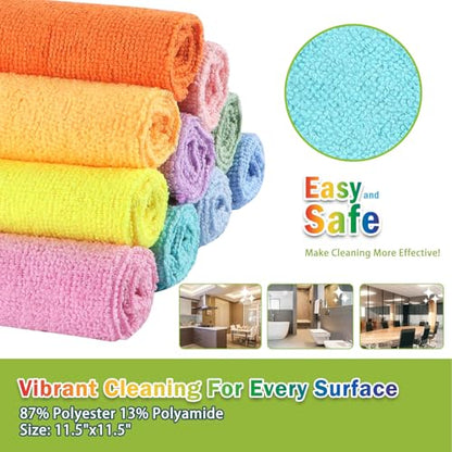 AIDEA Microfiber Cleaning Cloth, 20PK, Lint-Free Cleaning Rags, Microfiber Towels for Cars, Wash Cloths, Dusting Cloth for Home, Window, Cleaning Supplies, 11.5"×11.5" - color: Multicolor