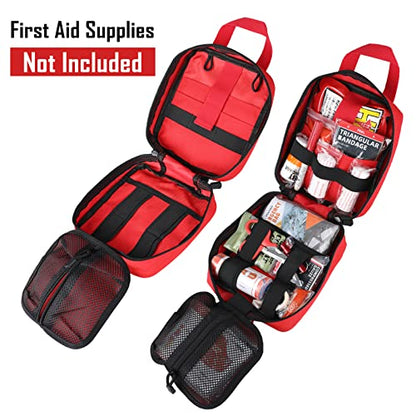 LIVANS 1000D First Aid Bag Empty Medical Ifak Pouch Molle EMT Pouches Rip-Away Tactical Military Trauma Emergency Medic Bag - color: Red(7.1"l X 3.5"w X 8"h)