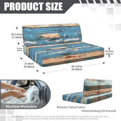 NDISTIN Wood Blue RV Dinette Cushion Covers 2Pcs Rv Couch Cover Replacement Comfortable Camper Couch Cover for RVS Washable RV Cushion Covers Dinette Booth Set - color: Wood Blue