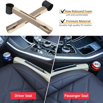 Car Seat Gap Filler 2 Pack,Car Seat Gap Filler Organizer,Car Seat Gap Plug with Storage Slot,3 in 1 Car Seat Gap Filler with Cup Holder,Prevent Small Items from Falling(Black) - color: Black2
