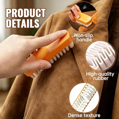 3PCS Suede Brush and Eraser Set, Soft rubber suede cloth, Suede Shoes Cleaner with Microfiber Shoe Cloth, Suede Cleaning Kit with Soft Brush&Stain Eraser for Shoes, Bags, Jacket, Purse, Sofa
