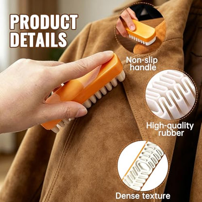 3PCS Suede Brush and Eraser Set, Soft rubber suede cloth, Suede Shoes Cleaner with Microfiber Shoe Cloth, Suede Cleaning Kit with Soft Brush&Stain Eraser for Shoes, Bags, Jacket, Purse, Sofa