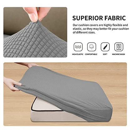 Easy-Going Stretch Individual Loveseat Couch Cushion Cover Sofa Cushion Furniture Protector Sofa slipcover Soft Flexibility with Elastic Bottom (2-piece Loveseat Cushion Cover, Light Gray) - color: Light Gray, size: 2-piece