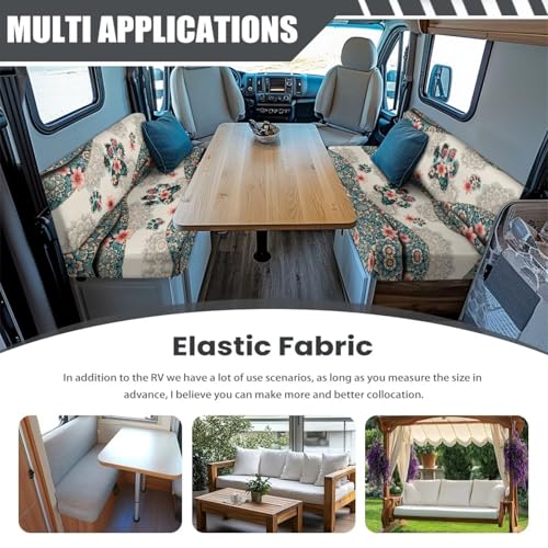 SEANATIVE RV Dinette Cushion Covers Couch Cushion Slipcovers Stretch Camper Cushions Cover Replacement Sofa Slipover for Travel Trailer Boho Dogs Paw Couch Backrest Cover & Bench Cover - color: Boho Dogs Paw