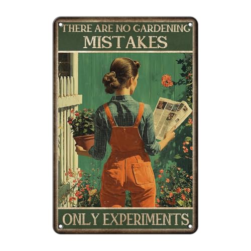 Retro Gardening Tin Sign Rustic Home Decor Vintage Metal Poster There Are No Gardening Mistakes Only Experiments Wall Art Quote 12 * 8in - color: Vintage Metal Sign 07, size: 20X30cm(12*8in)
