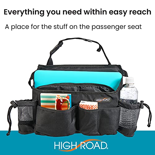 High Road SwingAway Car Front Seat Organizer with 6 Storage Pockets and 2 Bottle or Cup Holders - color: Black