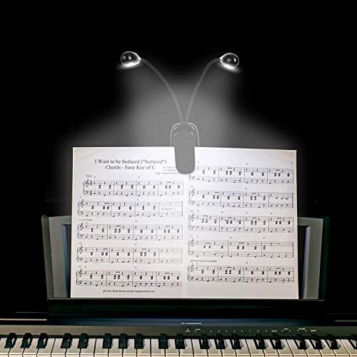 4 Pack Music Stand Lights, Eye Caring Clip-on Piano Light, USB & AAA Battery Operated, LED Book Reading Lamps, 4 Brightness, Ideal for Musician, Piano, Orchestra, Guitar, Travel (Dual Arm) - size: 4 Pack