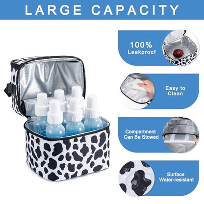 Breastmilk Cooler Bag with Ice Pack Fits 6 Baby Bottles up to 9 Ounce, Breast Milk Pump Cooler Bag with Shoulder Strap for Nursing Mom Daycare, Work, Travel - color: Cow