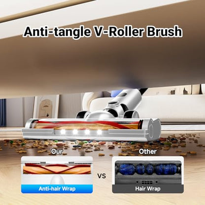BSNAW Cordless Vacuum Cleaner, 8-in-1 Lightweight Stick Vacuum 45Min Runtime, Anti-Tangle Vacuum with Rechargeable Battery for Hardwood Floors, Carpet, Pet Hair, Under Furniture Cleaning, N5