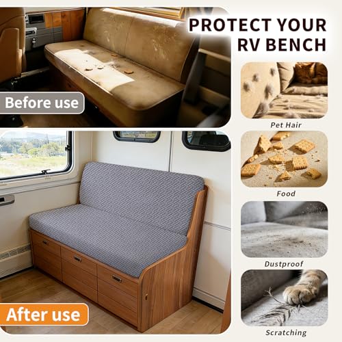 RV Dinette Cushion Covers, 4PCS Woven RV Couch Cover, Camper Cushion Covers, Camper-rv Sofa Cover for Couch, Bench Seat & Dinette Booth Cushions(Dark Grey,[39.4" to 49.2"]×[19.7" to 25.6"]) - color: Woven/Dark Grey/4pcs