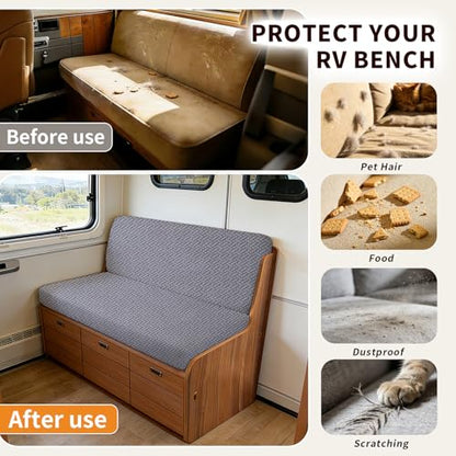 RV Dinette Cushion Covers, 4PCS Woven RV Couch Cover, Camper Cushion Covers, Camper-rv Sofa Cover for Couch, Bench Seat & Dinette Booth Cushions(Dark Grey,[39.4" to 49.2"]×[19.7" to 25.6"]) - color: Woven/Dark Grey/4pcs