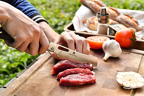 ZhengSheng Folding Chef Knife 4.8" Sharp 440A Stainless Steel Blade Wooden Handle Pocket Foldable Japanese Style Kitchen Knife for Outdoor Camping Cooking - color: #2 Natural wooden Handle