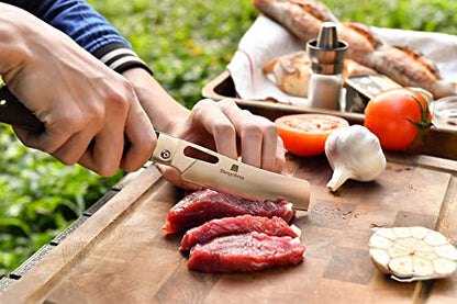 ZhengSheng Folding Chef Knife 4.8" Sharp 440A Stainless Steel Blade Wooden Handle Pocket Foldable Japanese Style Kitchen Knife for Outdoor Camping Cooking - color: #2 Natural wooden Handle