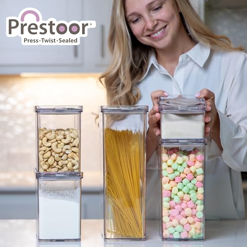 4-Pack Airtight Pantry Containers, 1.9 QT / 1.8 L Clear Food Storage Jars with Leakproof Twist-Lock Lids, Detachable Lid for Easy Cleaning, Cereal, Pasta, Rice, Oats, Snack Storage Sand - color: Sand