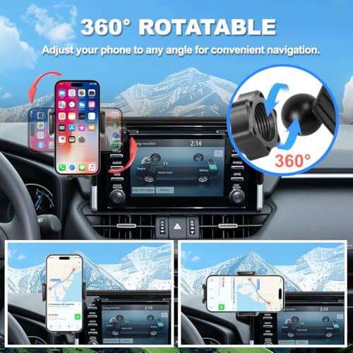 Car Phone Holder Fit for 2019-2025 Toyota RAV4 Accessories Phone Mount 7/8-inch Screen Fixed Clip, Cell Phone Automobile Cradles Hands-Free 360 Degree Rotation Not Affect Air Vent - size: 2019-2025 Toyota RAV4