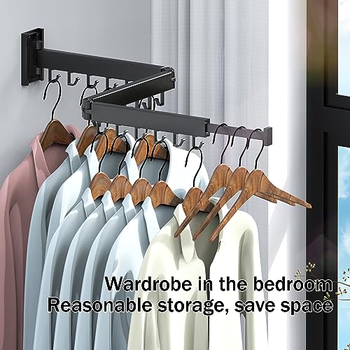 BOQORAD Clothes Drying Rack,Drying Rack Clothing,Luandry Drying Rack,Clothes Hanger Rack,Wall Mounted Luandry Rack,Folding Retractable,Frosted Stone Black Classic,ms-01 - size: Basic-Black