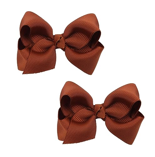 Baby Girl's 2Pcs Cute 3 Inch Pure Color Bow-knot Hair Clip for Photography Travel Daily Life (Brown) - color: Brown