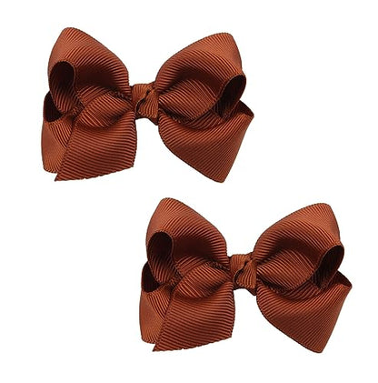 Baby Girl's 2Pcs Cute 3 Inch Pure Color Bow-knot Hair Clip for Photography Travel Daily Life (Brown) - color: Brown