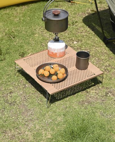 iClimb Mini Solo Folding Table Ultralight Compact for Backpacking Camping Hiking Beach Picnic (Silver - L) - color: Silver, size: Large
