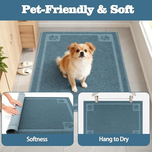 Darkyazi Pet Feeding Mat Large for Dogs and Cats,24"×16" Flexible and Easy to Clean Feeding Mat,Best for Non Slip Waterproof Feeding Mat. (Silver Blue) - color: Silver Blue
