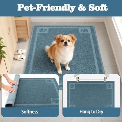 Darkyazi Pet Feeding Mat Large for Dogs and Cats,24"×16" Flexible and Easy to Clean Feeding Mat,Best for Non Slip Waterproof Feeding Mat. (Silver Blue) - color: Silver Blue