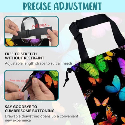 Car Garbage Bag Colorful Butterflies Drawstring Car Trash Bag Hanging for Back Seat with Adjustable Buckle Canvas Vehicle Trash Can Easy-to-Install - color: Colorful Butterflies