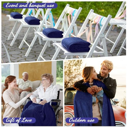 Buryeah 6 Pcs Flannel Throw Blanket Bulk 50 x 60 in Sleepover Blanket Outdoor Wedding Throw Lightweight, Oeko-tex Standard 100 Certified for Sofa Homeless Gifts (Navy) - color: Navy