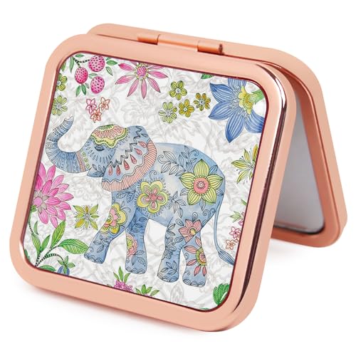 Portable Folding Compact Mirror with 1X 2X Magnification Double Sided Mini Travel Makeup Mirror for Women Girls Bridesmaid Gifts(Rose Gold) - color: Rose Gold 12