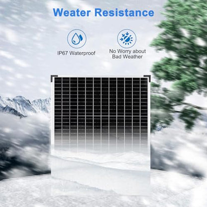 TBER 50W/12V Solar Panel Kit with 10A Charge Controller, Monocrystalline Solar Battery Trickle Charger Maintainer for Automotive Motorcycle Boat Marine RV Camping RV Farm Other Off-Grid Applications - size: 50W