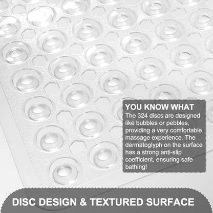 TEESHLY Bath Mat for Tub & Shower, Non Slip Soft Bathmat with Suction Cups & Drain Holes, Machine Washable Bathtub Floor Liner Mats for Bathroom, 35x16 Inch, Clear - color: Clear