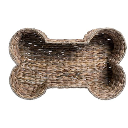 Bone Dry Pet Storage Collection, Bone Shape Hyacinth Toy Basket, Natural, Small - color: Natural, size: Small