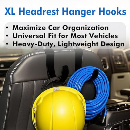 Travel Depot XL Hard Hat Holder for Truck Seat – Heavy-Duty Headrest Hooks, Hardhat Buddy Hanger & Seat Back Organizer for Hard Hats, Bags & Gear, Truck Accessory Organizer, 4-Pack - size: 4 Pack