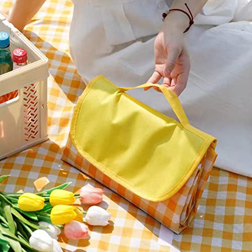 Extra Large Picnic Blanket Beach Blankets, 80''x80'' Picnic Mat Waterproof Sand Proof Foldable Portable for Outdoor Camping Hiking Travel Grass Park Music Festival Lawn Mats (yellow, 80x80 inch) - color: Yellow 80x80 Inch