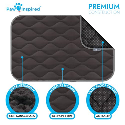 Paw Inspired Washable Padded Crate Mats for Dogs | 29” x 18” Pad, Fits 30-inch Kennels | Leakproof, Waterproof Bottom, Plush Pet Beds (Gray) - color: Gray, size: 30 Inch