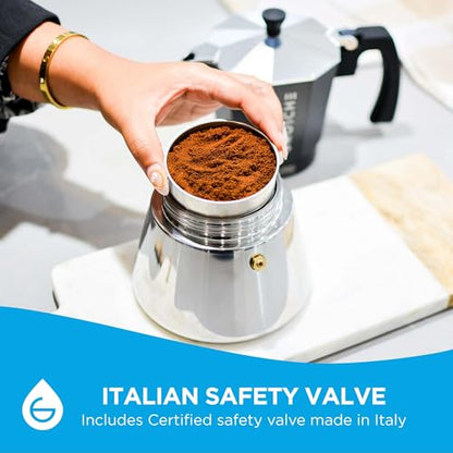 GROSCHE Milano Induction Stovetop Espresso Maker Moka Pot for Greca, Induction, Electric & Gas Stoves, Dishwasher Safe Stovetop Espresso Maker | 3 Espresso Cup, Black - color: Induction, Black, size: 3 espresso cups