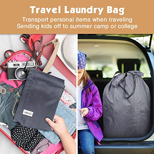Washable Travel Laundry Bag with Handles and Drawstring (2 Pack), Heavy Duty Large Enough to Hold 3 Loads of Laundry, Fit a Laundry Basket or Clothes Hamper, 27.5x34.5 in,Grey - color: Grey (2 Pack)