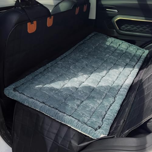 Backseat Pet Bed Mat, Truck Plaid Dog Bed for Car Back Seat, Deluxe Dog Seat Covers, Non-Slip Travel Pet Mat, Fit for Backseat Extenders and Trucks SUVs (Blue, 24.8x54 inch) - color: Blue