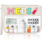 Silkfly Chenille Letter Medicine Meds Medical Bag Makeup First Aid Bag for Travel Preppy PVC Nylon Emergency Patch Cosmetic Toiletry Storage Pouch Waterproof with Handle Zipper for Women(Pretty) - style: Pretty