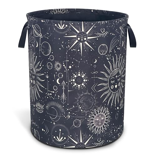 Universe Sun Planet Moon Laundry Basket Stars Celestial Oxford Cloth Laundry Hamper With Handle Foldable Portable Clothes Storage Basket 18.9 X 16.5 Inch Storage Bag For Laundry Room/Bathroom/Bedroom - color: Universe Sun Planet Moon