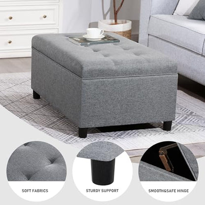 Joveco Rectangular Lift Top Storage Ottoman Bench,Linen Storage Bench for Living Room Entryway Bedroom,Linen Gray - color: Linen Gray
