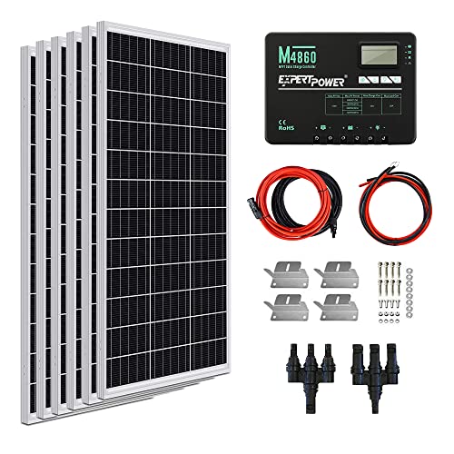 ExpertPower 600W 12V Solar Panel Kit | 600W Mono Rigid Solar Panels, 60A MPPT Solar Charge Controller | RV, Trailer, Camper, Marine, Off Grid, Solar Projects - size: 600W + 60A MPPT