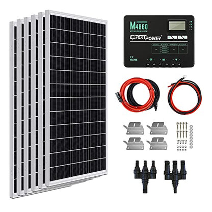 ExpertPower 600W 12V Solar Panel Kit | 600W Mono Rigid Solar Panels, 60A MPPT Solar Charge Controller | RV, Trailer, Camper, Marine, Off Grid, Solar Projects - size: 600W + 60A MPPT