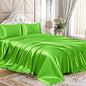 Homiest 3pcs Satin Sheets Set Luxury Silky Satin Bedding Set with Deep Pocket, 1 Fitted Sheet + 1 Flat Sheet + 1 Pillowcases (Twin Size, Lime Green) - color: Lime Green, size: Deep pocket - Twin size