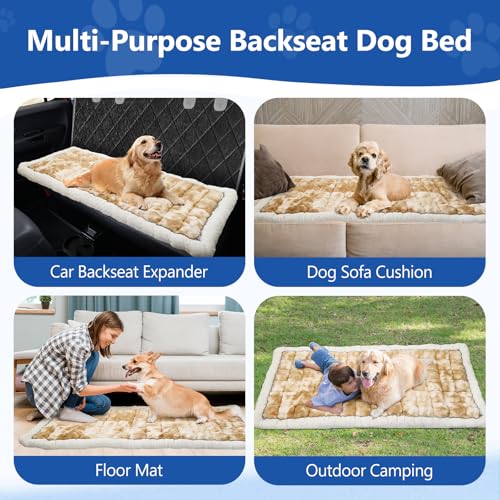 Thickened Dog Bed for Car Back Seat, Upgraded Bottom Non-Slip，Fits Hard Bottom car seat Cover for Dogs, Premium Mixed Color ，Dog Car Seat Cover - color: Yellow-white