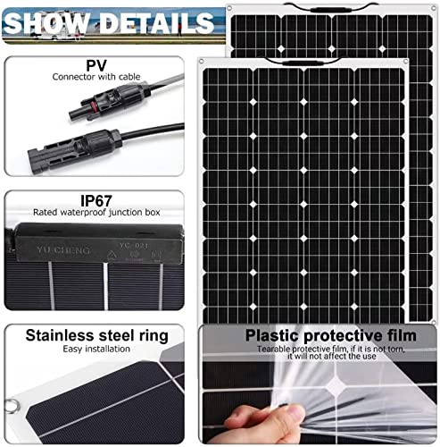 1600 Watt Solar Panel Kit, 4×400 Watt Flexible Solar Power Panel Photovoltaic Module with 40A Solar Charge Controller & Inverter Monocrystalline Solar Panel for Camping Off Grid Battery Charging Boat - color: B 1600 Watt Kit