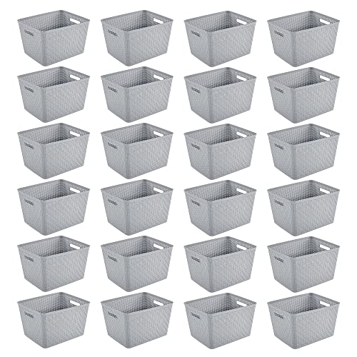 Sterilite 24 Pack Plastic Storage Bin Organization Containers, Tall Baskets, Cement - color: Tall Basket, size: 24 Pack
