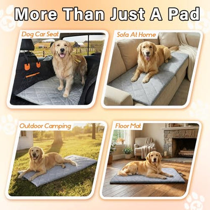 JoyBlooms Dog Bed for Car Back Seat, Dog Cooling Mat with 1.1in/2.8cm Thick Foam, Cooling Anti-Slip Washable Back Seat Pet Bed, 51.6in x 22.6in Fit on Backseat Extenders of SUVs and Small Trucks,Gray - color: Gray