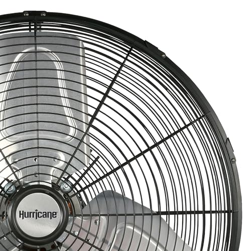 Hurricane Pro Commercial Grade Oscillating Metal Wall Mount Fan w/ 3 Speeds, Black, 20" - Corded Electric Air Cooling Unit w/ Powerful 4600 CFM Airflow for Home, Garage, Gym, Workshop & Greenhouse - style: 20" Pro Commercial Grade