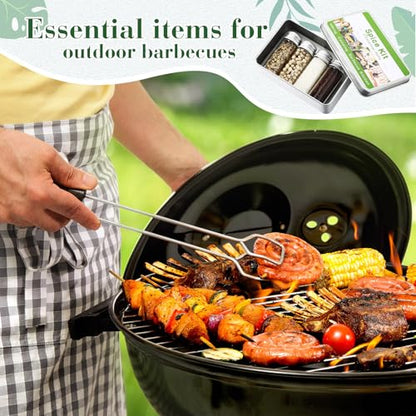 Reallnaive 6 Sets Mini Travel Spice Kit Camping Spice Seasoning Kit with 4 Jar Camping Container Portable Mini Metal Condiment Bottle Labels Sticker Funnel for Travel Kitchen Outdoor Picnic BBQ